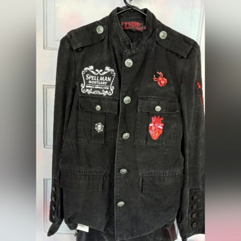Custom Sabrina "hell witch" OOAK Rage tripp skull button jacket RARE PRICE FIRM